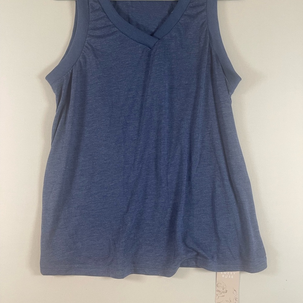 Blue Sleeveless Tank Top with V-Neckline